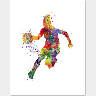 Basketball Girl Player Watercolor Sports Gift Posters and Art